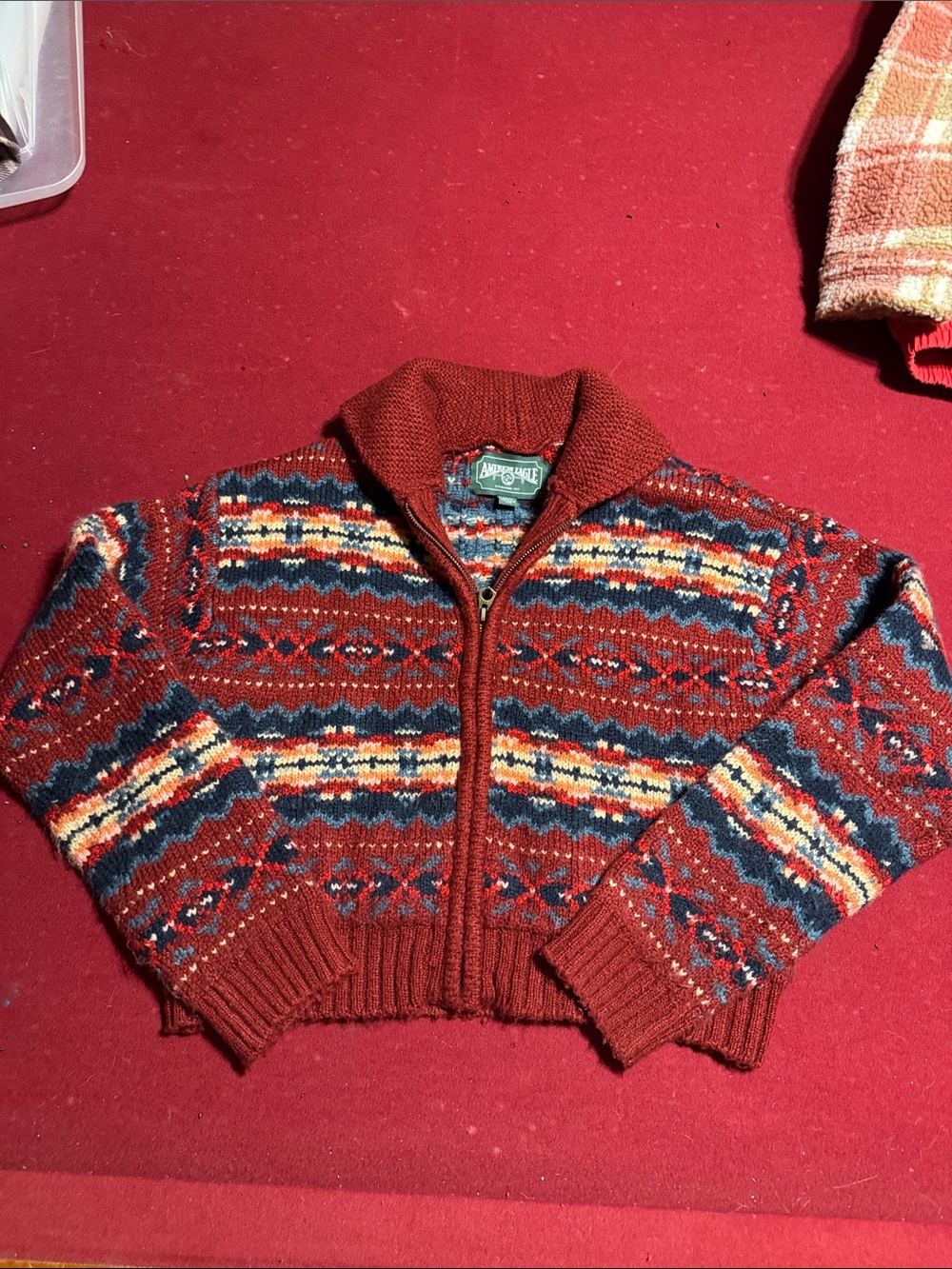 American Eagle Multi Color Zip-Up Sweater